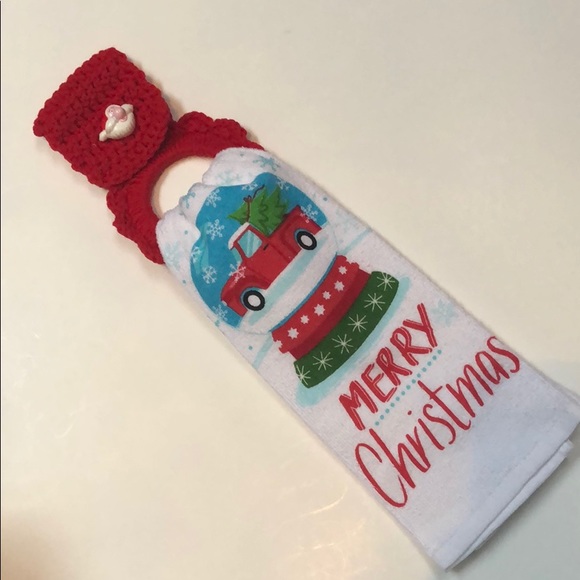 Yarn hot off the hook Other - Kitchen Christmas towel and oven towel holder